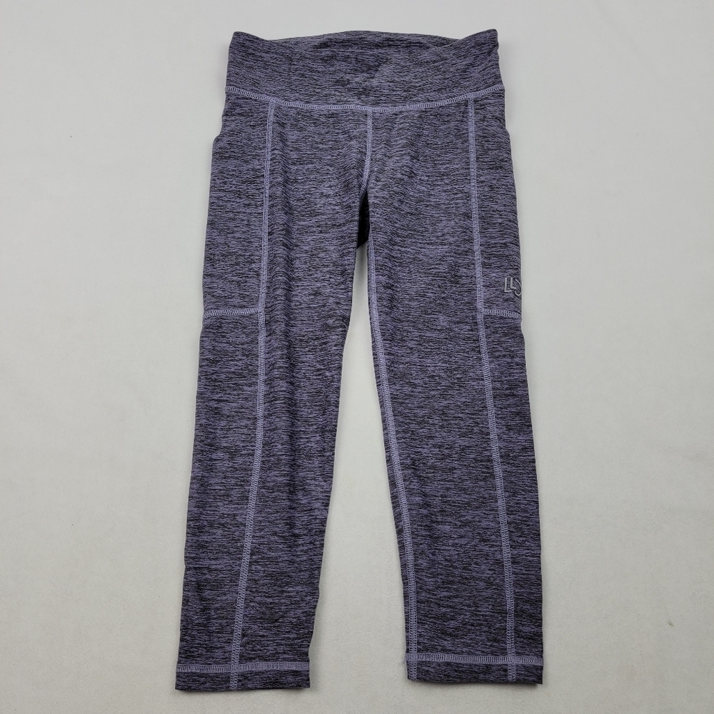 LLD heathered purple capri tights leggings with cell phone pockets